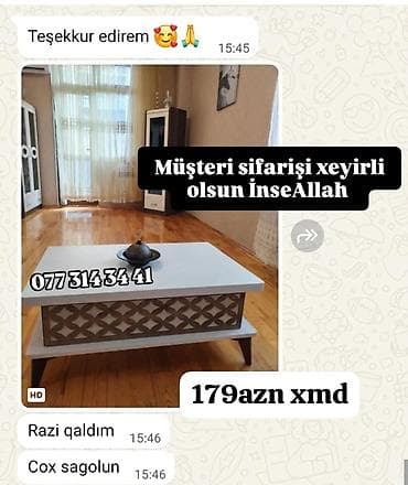 Düz masa, Açılmayan, Təkərsiz, Zəmanətsiz