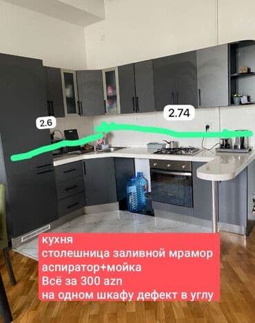 mətbəxt mebelleri: Mətbəx mebeli dəsti satılır - Künc yerləşimli, qrafit rəngli — 4