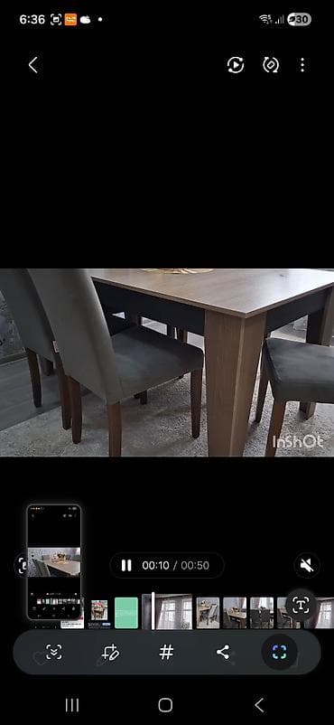 perla stullar: Qonaq otağı üçün, Açılmayan, Dördbucaq masa, 6 stul — 1