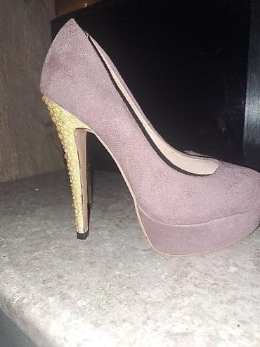 sirqa modelleri: BRUNA brendinə məxsus qadın hündürdaban ayaqqabıları bənövşəyi süet — 3