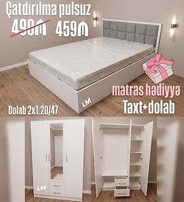 Mebel: TAXT + DOLAB 💥 Yeni və sifarişlə İSTƏNİLƏN RƏNG SİFARİŞ ET🆘 — 1