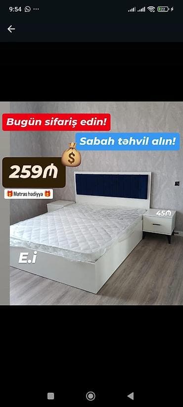 taxt döşeyi: Yeni, İkinəfərlik çarpayı, Matras ilə — 1
