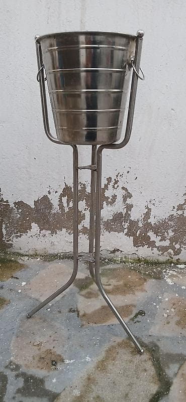 ickilər: Paslanmayan poladdan şampan/şərab üçün buz vedrəsi və ayaqlı stend - — 2