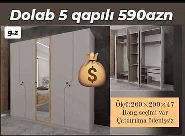 Yeni, 5 qapı, Güzgülü, Digər rəng, Digər material, Açılan, Düz dolab lalafo.az -da Yeni, 5 qapı, Güzgülü, Digər rəng, Digər material, Açılan, Düz dolab