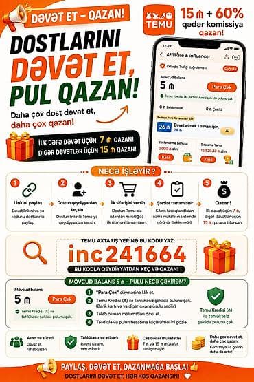 xiaomi mi11 t: Xidmət: TEMU Referal/Affiliate proqramı – dostlarını dəvət et, qazan! — 1