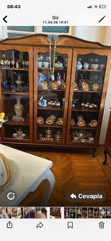 стиль прованс мебель: Klassik üslubda vitrin və bufet dəsti - Material: təbii ağac üzərində — 1