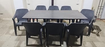 İşlənmiş, Dördbucaq masa, 8 stul, Açılmayan, Stullar ilə — 1