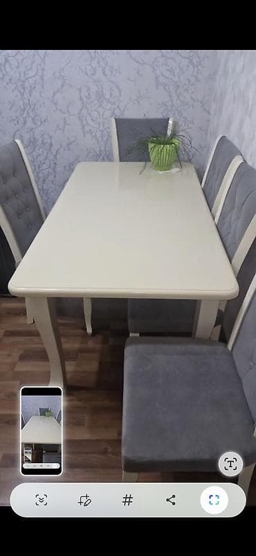 Açılmayan, Dördbucaq masa, 6 stul