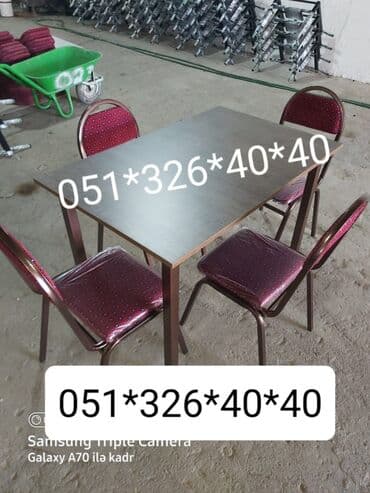 Masa və oturacaq dəstləri: Qonaq otağı üçün, Yeni, Açılan, Dördbucaq masa, 2 stul — 3