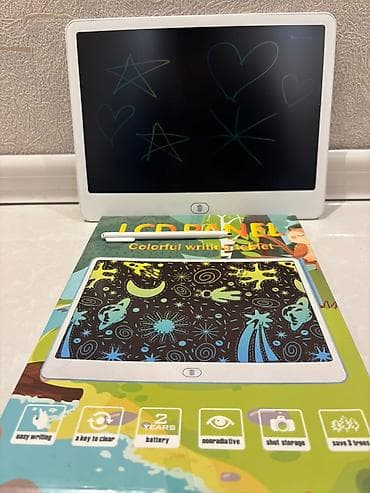 Kompüter, noutbuk və planşetlər: LCD silinə bilən yazı lövhəsi. Cəmi 1 düymə ilə silə bilirsiz — 1