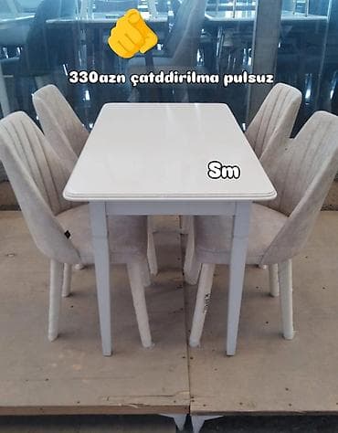 heyet ucun stollar: Mətbəx üçün, Açılmayan, Dördbucaq masa, 4 stul — 1