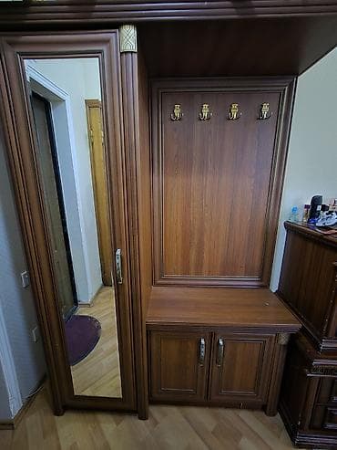 qapi demir qapi seyf qapi: İşlənmiş, 3 qapılı, Güzgülü, Qəhvəyi, Digər material, Açılan, Düz dolab — 1