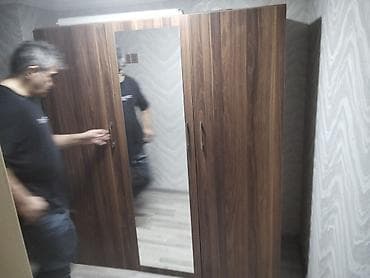 salon mallar: 3 qapılı, Güzgülü, Qəhvəyi, Digər material, Açılan, Düz dolab — 1