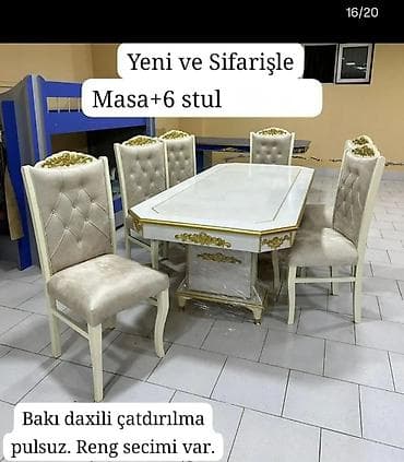 berber stol: Düz masa, Qonaq otağı üçün, 6 nəfər — 1