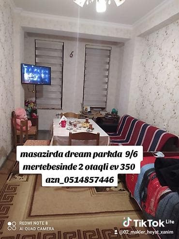 Mənzillər: Masazirda dream parkda 9/6 mertebesinde 2 otaqli ev 350 — 1