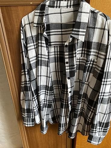 Qara-ağ boz tonlarda dama naxışlı köynək - Kişi üslubunda, rahat