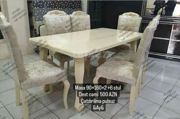 boyama seti: Qonaq otağı üçün, Yeni, Açılan, Oval masa, 6 stul — 10