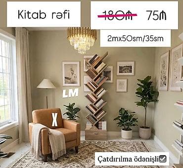 Kitab rəfi - Ölçülər: 2 m x 50 sm x 35 sm - Dizayn: Şaquli, “ağac — 1