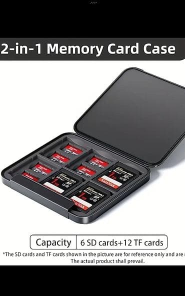 2-in-1 Yaddaş Kartı Qutusu - Tutum: 6 ədəd SD kart + 12 ədəd TF
