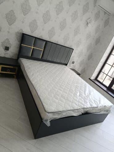 Bağ, çöl mebeli: Yataq dəsti – yumşaq başlıq və modern dizayn. - Ölçü: 1.60 × 2 m - — 2