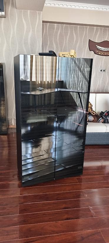 İşlənmiş, 2 qapılı, Güzgülü, Qara, Açılan, Düz dolab