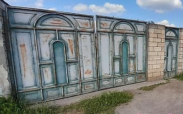 Dəmir Həyət darvazası, Yana açılan, Mexaniki, Qapı ilə, rəng - Göy