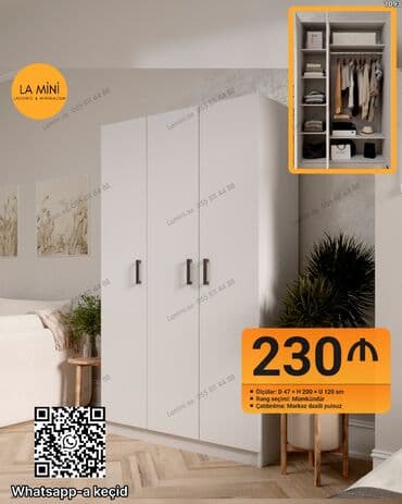 Açılan, 3 qapılı Düz dolab, Qarderob, paltar dolabı