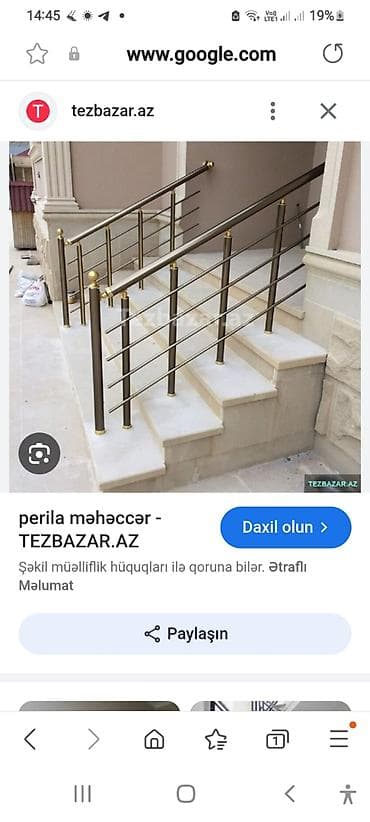 pilləkən daşları: Paslanmayan metal məhəccər/perila sistemi - Material: paslanmayan — 1
