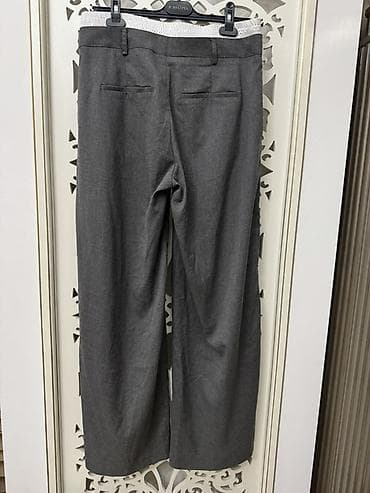 boz kofta: Qadınlar üçün yüksək bel, geniş kəsimli şalvar - Rəng: tünd-boz — 3