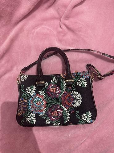 dollar çanta: Çiçək naxışlı qadın çantası - Material: toxuma/parça əsaslı korpus — 2
