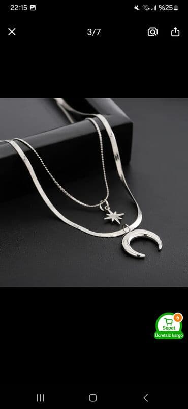 gümüş dəstlər instagram: Gümüş rəngli ikiqat boyunbağı seti - Dizayn: İki qatlı kombin – biri — 3