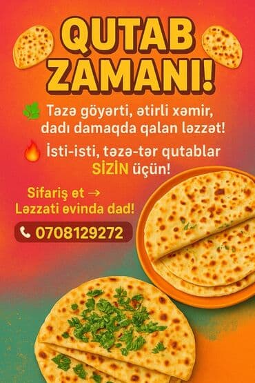 Мучные изделия: Qutab – isti-isti, tandır ləzzəti! - Növlər: ət qutabı, qarın qutabı — 4