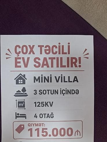 ev satilir type 1: 4 otaqlı, 125 kv. m — 1