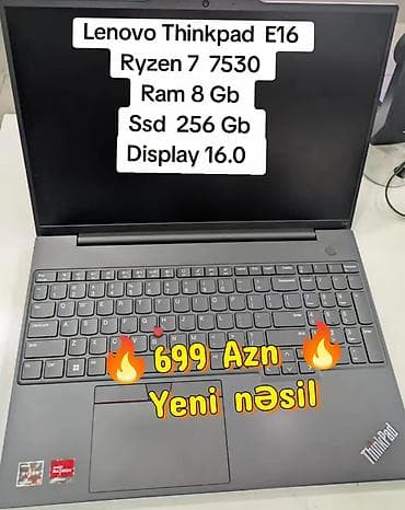 fujitsu notebook qiymetleri: İşlənmiş Lenovo ThinkPad, 16 ", AMD Ryzen 7, 256 GB — 1