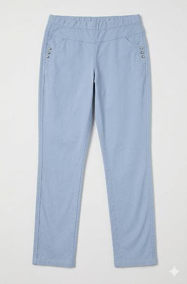 alt geyimleri: Açıq mavi rəngdə qadın şalvarı - Kəsim: düz ətəkli, rahat oturuş - — 1