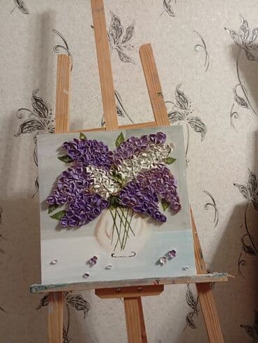 divar ucun şəkillər: Əl işi rəsmlər – teksturalı akril tablolar - Material: kətan üzərində — 1