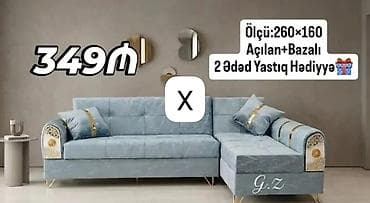 divan olcusu: Məhsul: Künc divan - Ölçü: 260 × 160 sm - Açılan mexanizmli (yatacaq — 1