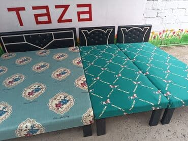 Tək nəfərlik yataqlar müxtəlif başlıq dizaynları və naxışlı döşəklərlə — 8