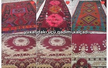4 lu canta: Qədimi xalça dəsti - Üç ədəd əl toxuması qədimi xalça. - — 1