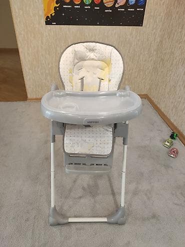 tap.az oyuncaqlar: Uşaq yemək stulu – SHENMAA - Rəng: boz-ağ, naxışlı yumşaq oturacaq — 3