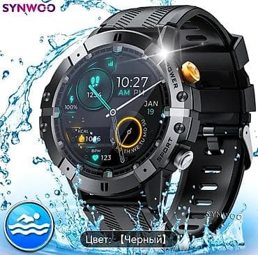 Смарт браслеты: Новый, Смарт часы, Водонепроницаемый, цвет - Черный — 1