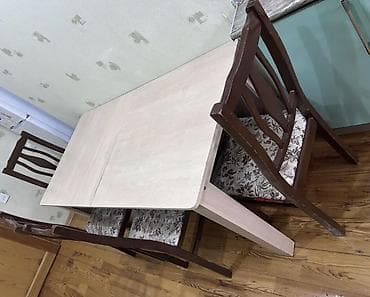 balkon stul: Mətbəx üçün, İşlənmiş, Açılan, Dördbucaq masa, 4 stul — 1