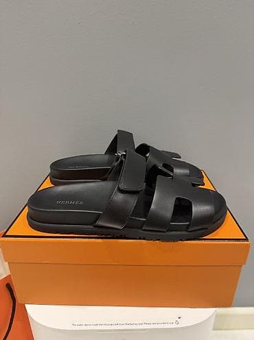 sandal: Hermès kişi slayd sandal 1:1 kopiya, temiz deri Yenidir, olcu uygun — 1