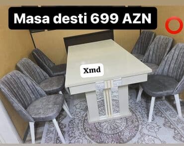 sutullar: Qonaq otağı üçün, Yeni, Açılmayan, Dördbucaq masa, 6 stul — 1