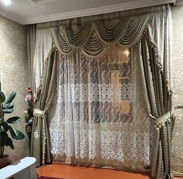 hasar üstü: Klassik üslubda pərdə dəsti - Komplekt: qalın dekor pərdələr, tüllər — 1