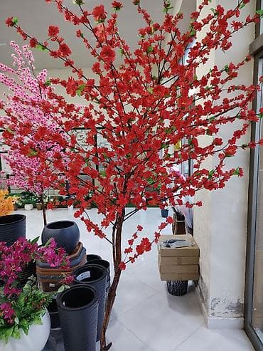 kalla bitkisi haqqinda melumat: Böyük dekorativ süni ağac – al-qırmızı çiçəklərlə - Realistik — 2