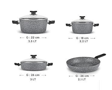 metbex esyalari per page 40: Qazan, rəng - Boz, Qranit, Karaca — 2