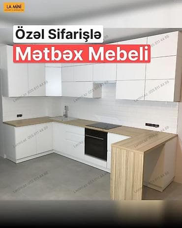 bar stolu: Özəl sifarişlə hazırlanmış mətbəx mebeli - Dizayn: L formalı — 1