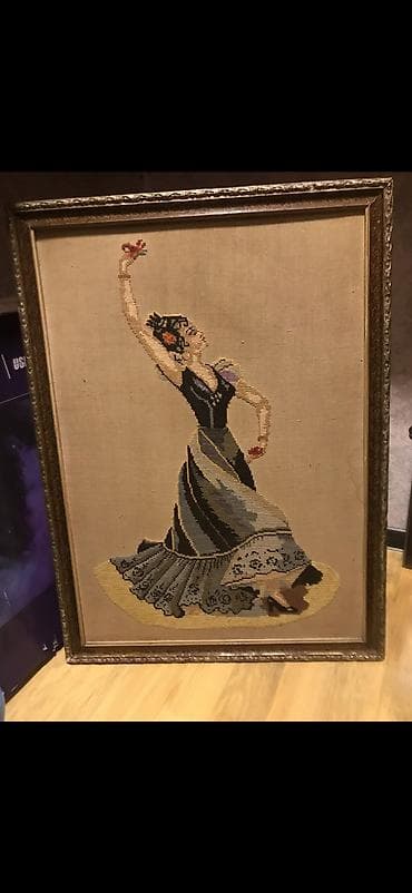 oglan sekili: Əl işi goblen tablo – flamenko rəqqasının təsviri - Texnika: əl ilə — 1