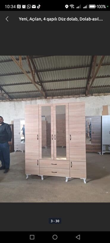 polkalı şkaf: Yeni, Açılan, 3 qapılı Düz dolab, Qarderob, paltar dolabı, Türkiyə — 5